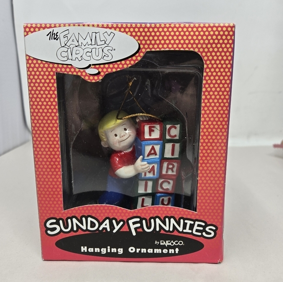 Sunday Funnies Family Circus Child Billy Holding Building Blocks Ornament - Picture 2 of 11